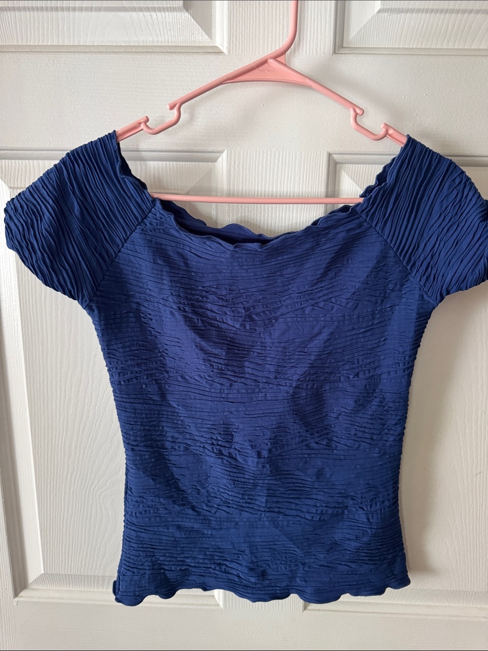 Haystacks Royal Blue Off Shoulder T-shirt Large